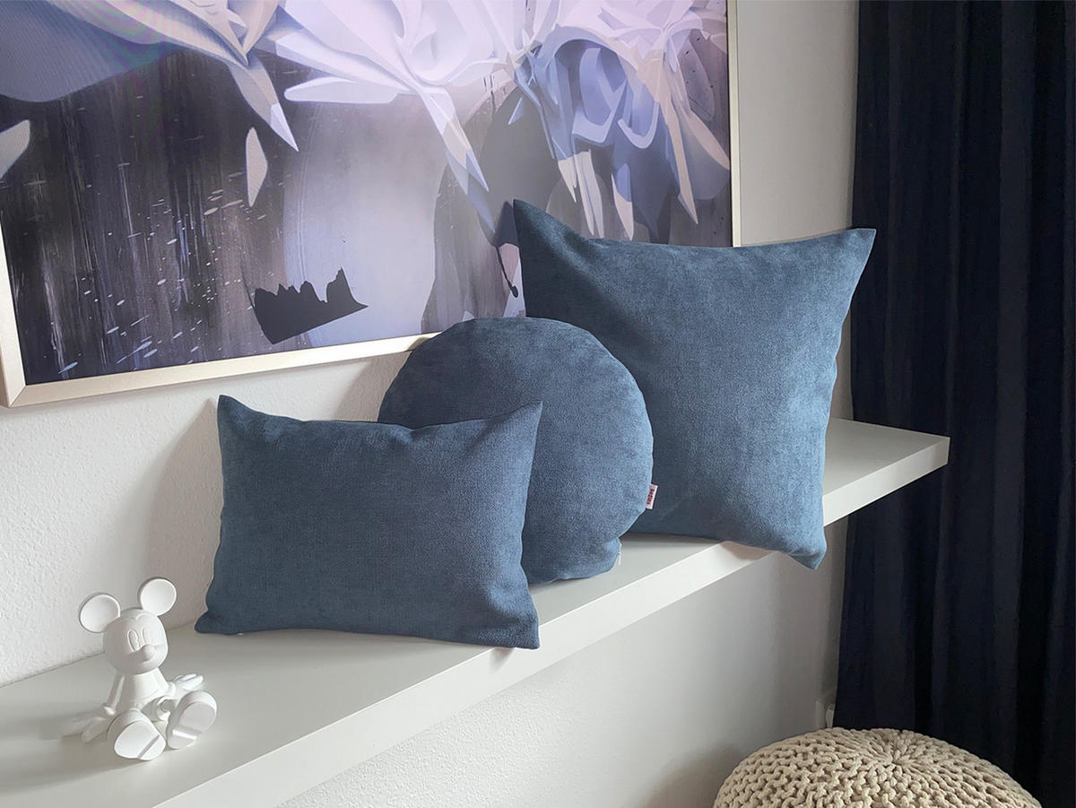 KISSENHÜLLE FarbTon Chenille-Haptik nordlicht-blau 40/40 cm - Blau, Textil (40/40cm) - beties Heimtextil