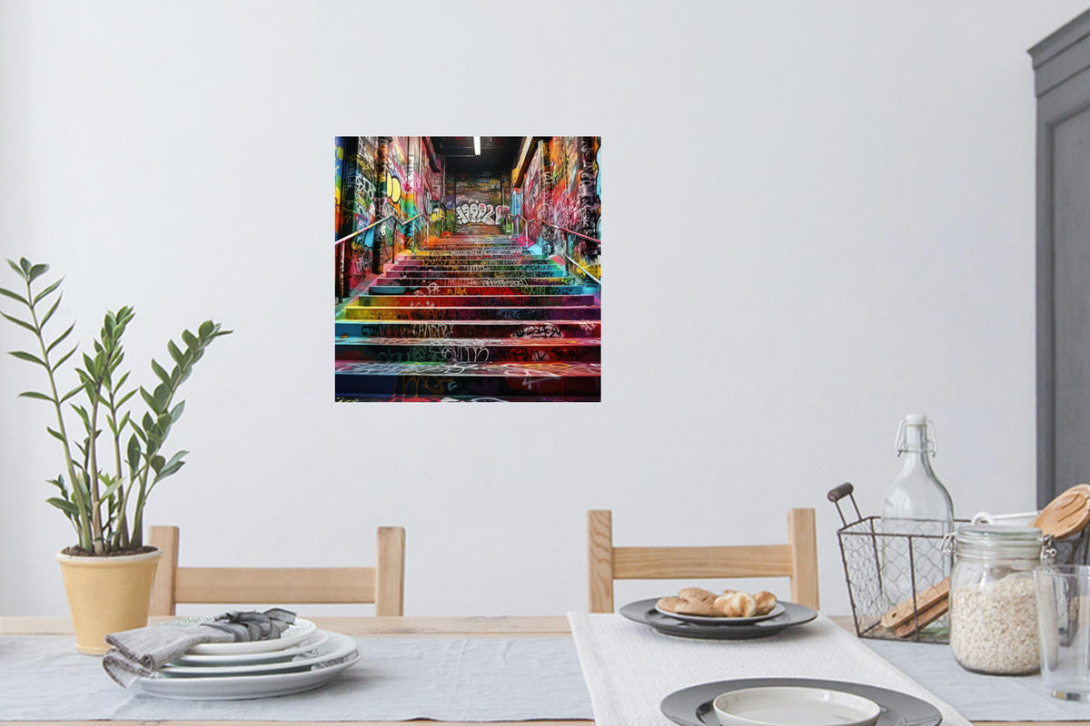 WANDTATTOO Treppe - Graffiti - Farben - Kunst 50x50 cm - Multicolor, Kunststoff (50/50/0.1cm) - MuchoWow