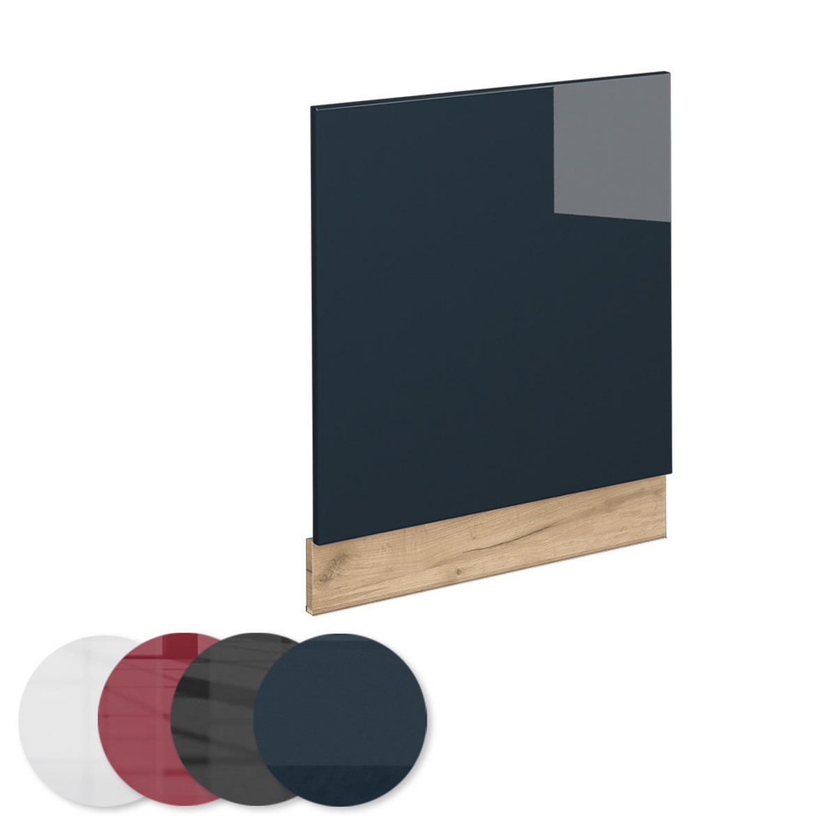 FRONTBLENDE Fame-Line Dunkelblau Hochglanz 60 cm, AP Marmor - Eiche Wotan/Dunkelblau, Holzwerkstoff (60/67.4/1.6cm) - Vicco