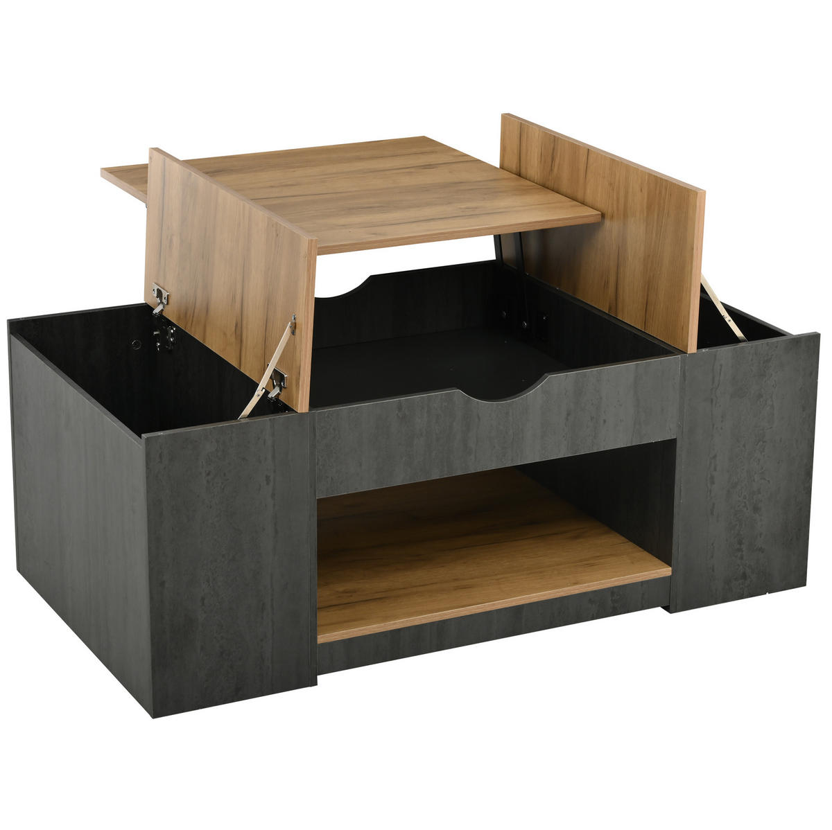 COUCHTISCH, höhenverstellbar mit Stauraum, MDF-Holzmaserung, grauer Korpus, 109,5/59,7/43 cm,Grau - Grau, Holzwerkstoff (59.7/109.5/57.4cm) - Redom