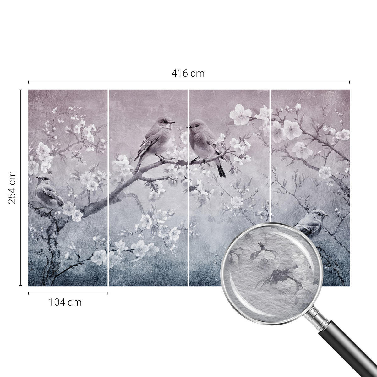FOTOTAPETE 416x254 cm - Subtile Natur - Grau, Textil (416/254cm) - Wallfluent