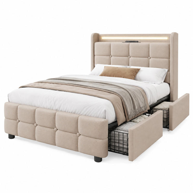 Beauniv Polsterbett Beige 90x200 cm