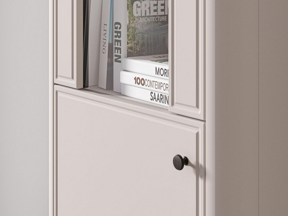 VITRINE Vilavio 2-türig Kaschmirgrau/Eichenoptik 65 cm - Taupe/Dunkelbraun, Holzwerkstoff (65/191.5/40cm) - Selsey