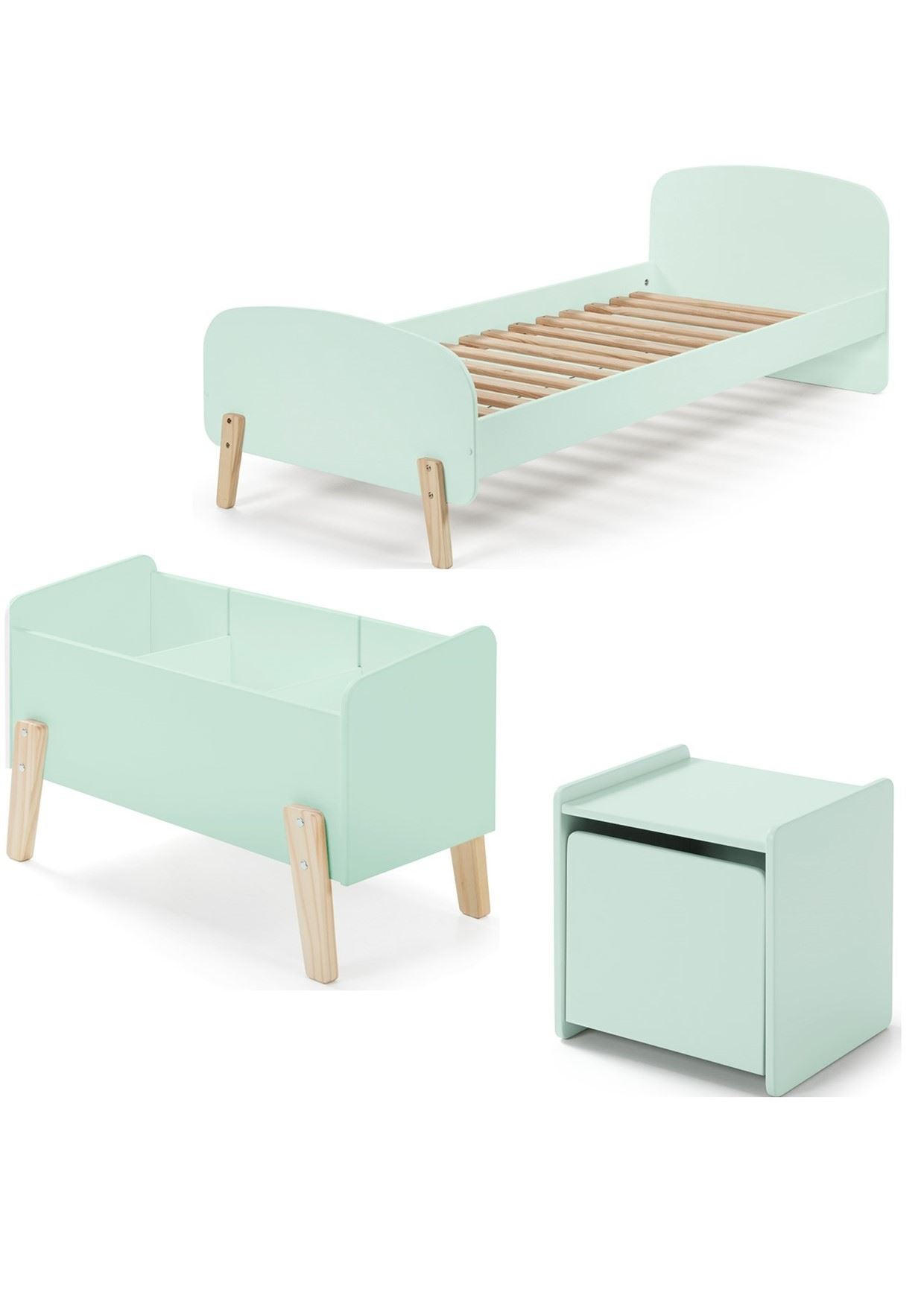 KINDERZIMMER Set Karilynn 3 Massivholz+MDF mintgrün - Grün, Holz (230/73/130cm) - 58aufmkessel