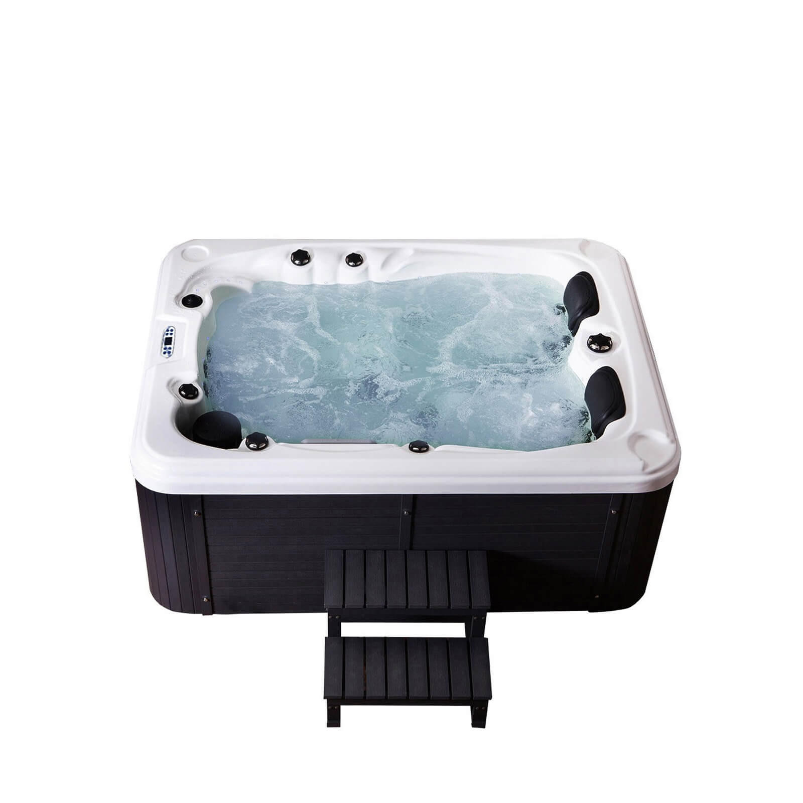 OUTDOOR WHIRLPOOL BEACH - Ausstattung: Mit Treppe und Thermoabdeckung - Anthrazit, Kunststoff (210/83/155cm) - Home Deluxe