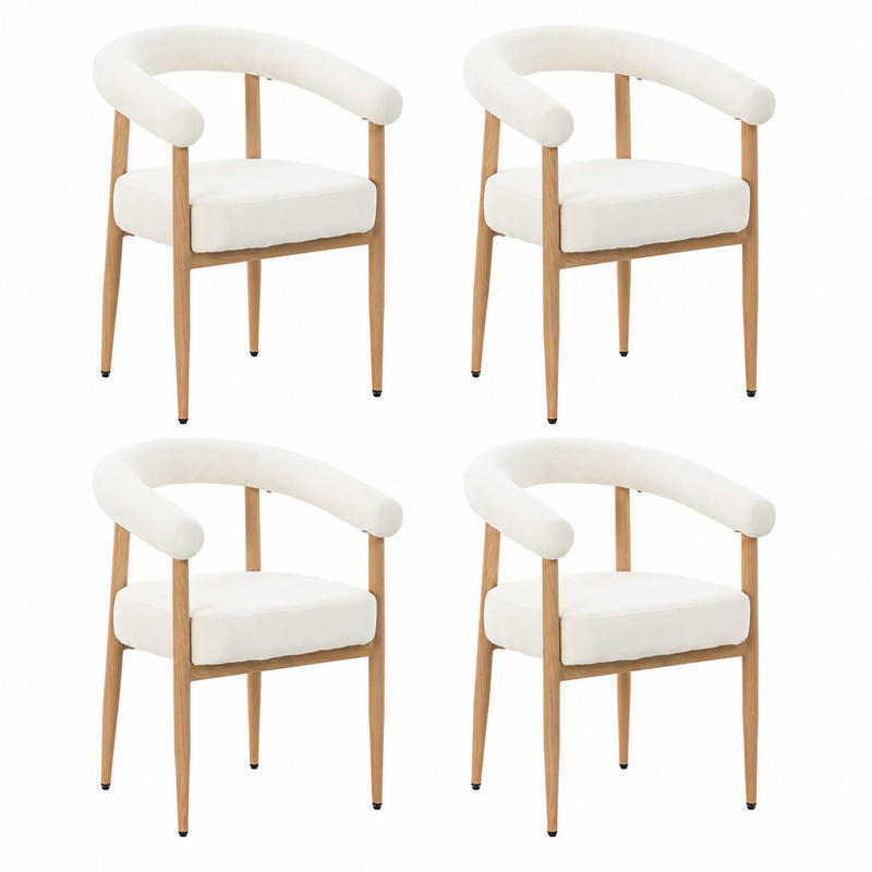 STUHL 4er-Set gepolstert Metallgestell White - Weiß, Holz (40.5/78/48.6cm) - Meubliv