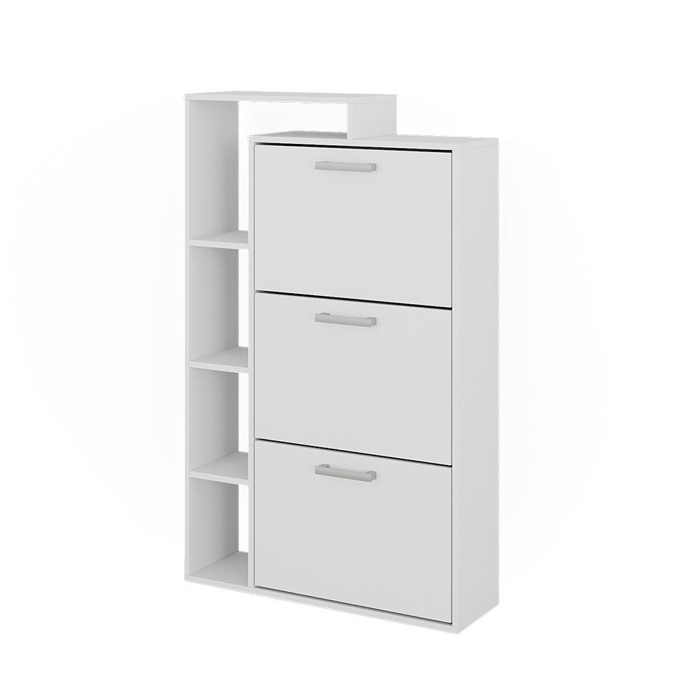 SCHUHKOMMODE Orlando Weiß 80 x 128.3 cm mit 3 Fächern - Weiß, Holzwerkstoff (80/128.3/24.2cm) - Vicco
