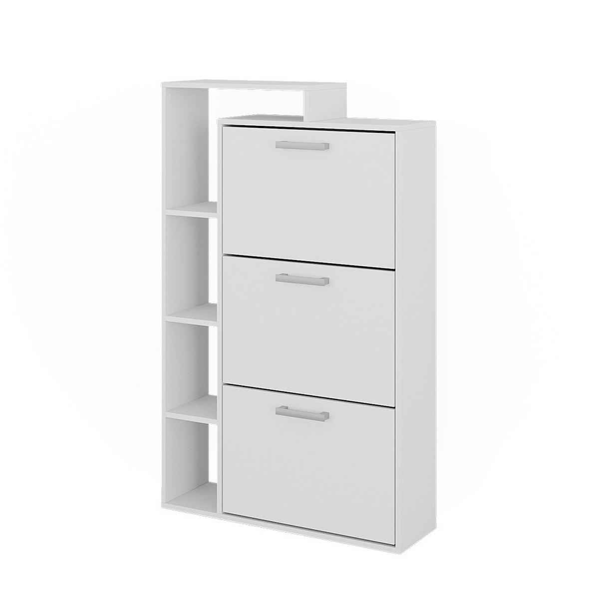SCHUHKOMMODE Orlando Weiß 80 x 128.3 cm mit 3 Fächern - Weiß, Holzwerkstoff (80/128.3/24.2cm) - Vicco