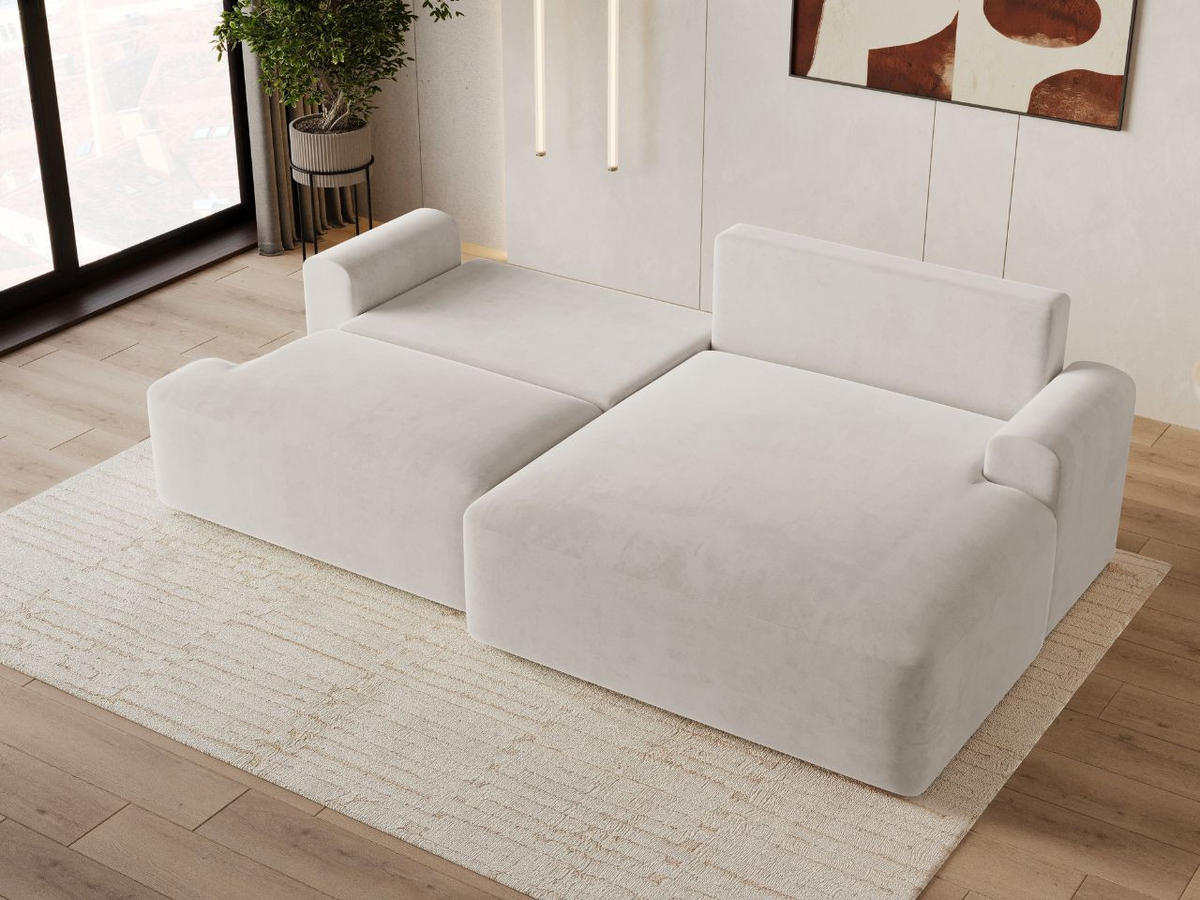 ECKSOFA Serene Ecru Rechts - Ecru, Holz/Textil (145/259cm) - Graingold