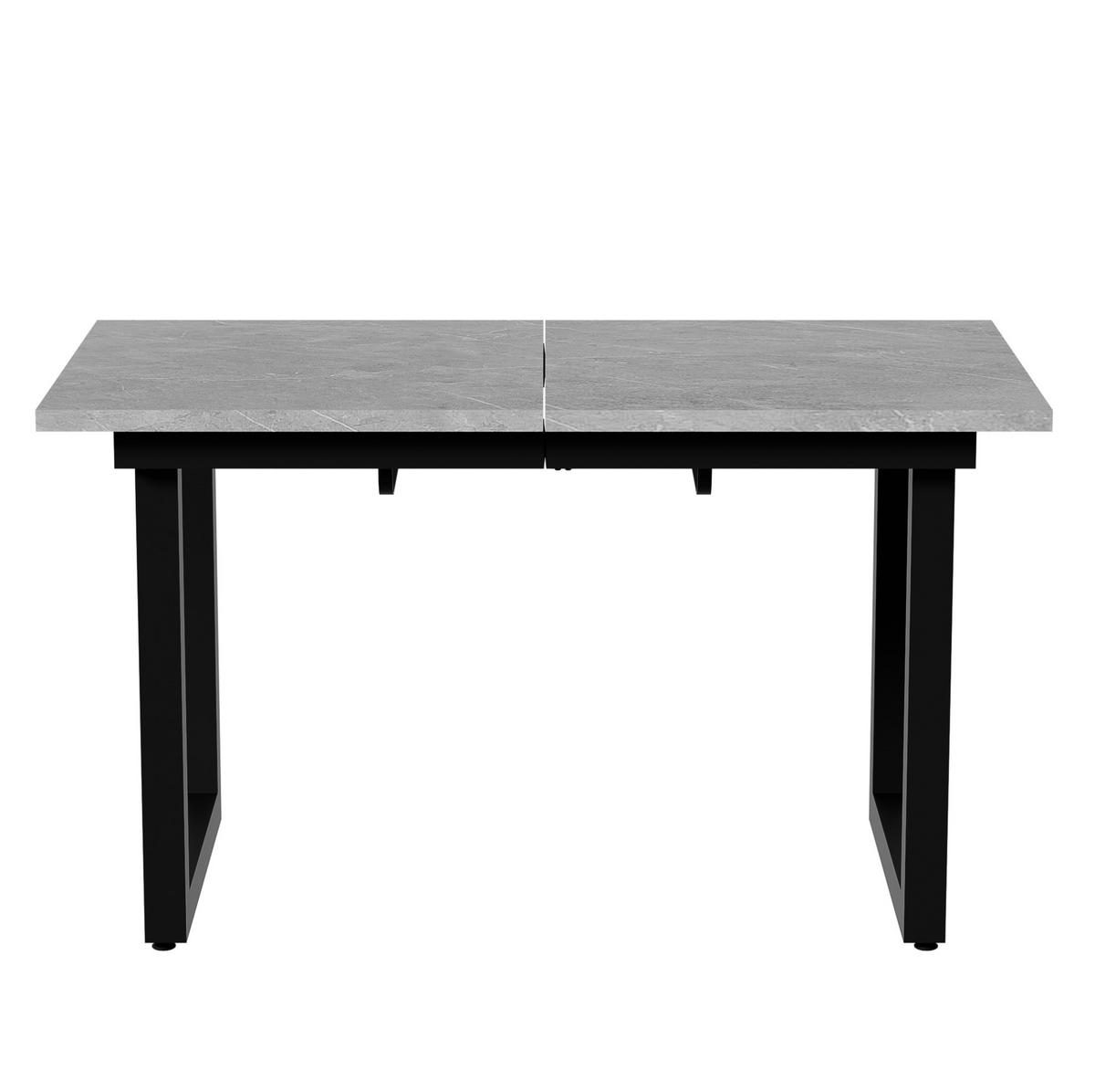 ESSTISCH 140/80/75 cm grau schwarz aus MDF mit Ausziehfunktion - Schwarz, Holzwerkstoff (140/80/75cm) - OKWISH