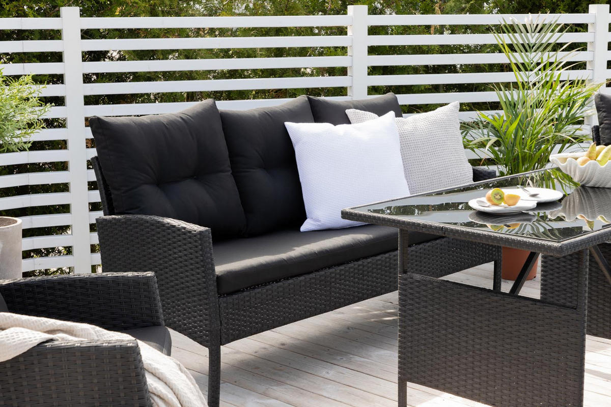 GARTENTISCHGRUPPE Schwarz - Schwarz, Holzwerkstoff - ebuy24