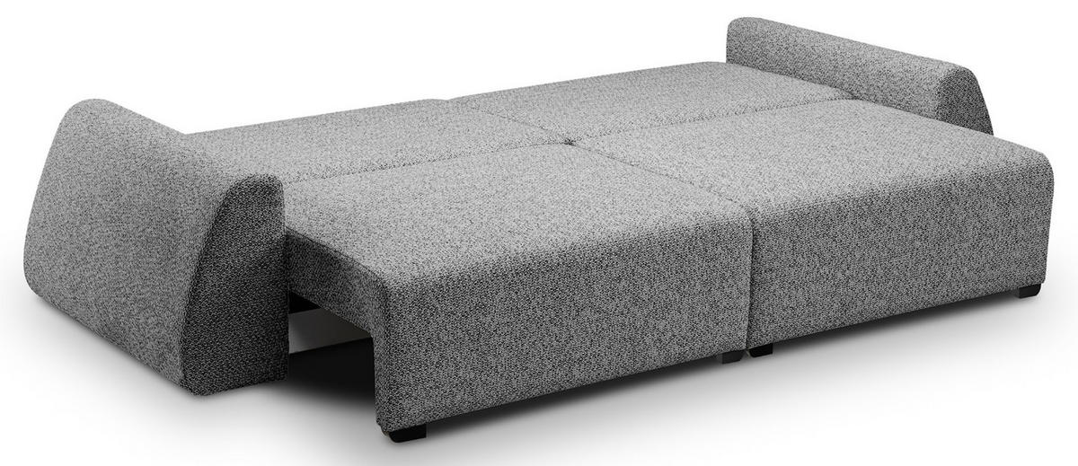 SCHLAFSOFA Moderne ALMI mit Schlaffunktion – 3-Sitzer Sofa mit Bettkasten, DL-Automat, 2 Rückenkissen, 260x100x80 cm, Grau - Grau, Holz/Textil (260/80/100cm) - DomoHome