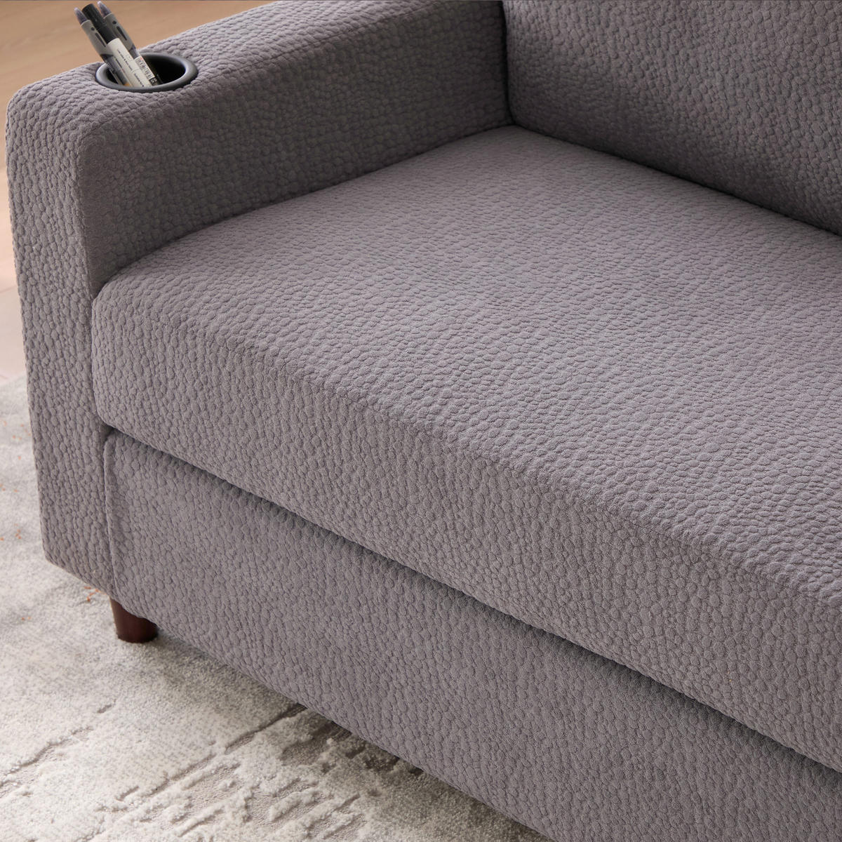 SOFA 2-Sitzer mit USB-C-Anschluss und LED-Ambiente Chenille Hellgrau 203/77,5/86 cm - Hellgrau, Textil (203/86/77.5cm) - OKWISH