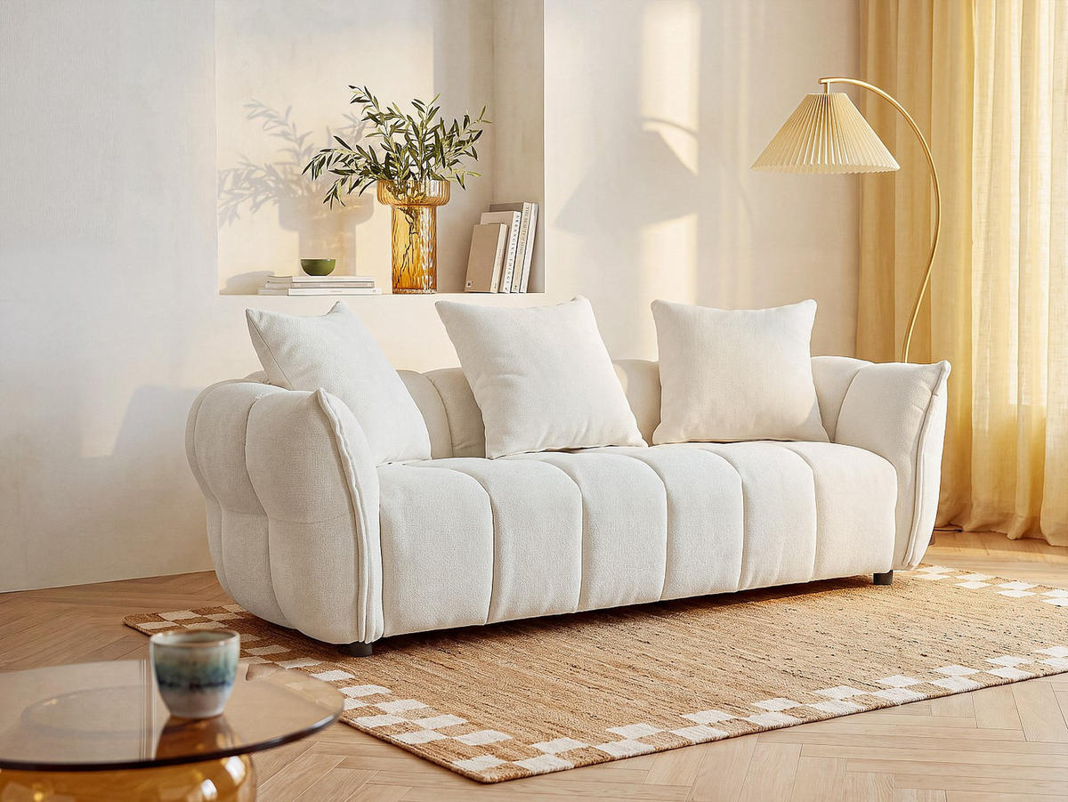 SOFA - 3 Personen - stoff - gebrochenes weiß Kimaca - Weiß, Textil (217/69/96cm) - Vente-Unique