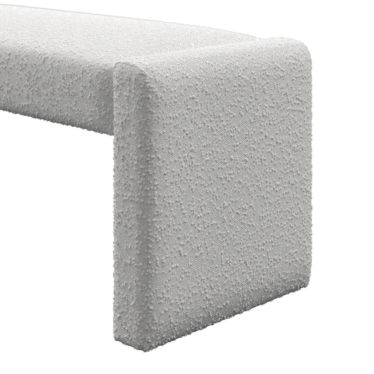 SITZBANK Andrea Weiß Bouclé Gepolstert - Weiß, Holz (123/50/45cm) - Bessagi Home
