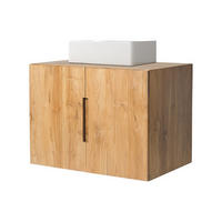 EINZELWASCHTISCH - 80 cm x 55 cm - Keramik, Holz, Platte - Naturfarben Hell - SAWAN - Naturfarben, Keramik/Holz (80/60/55cm) - Vente-Unique
