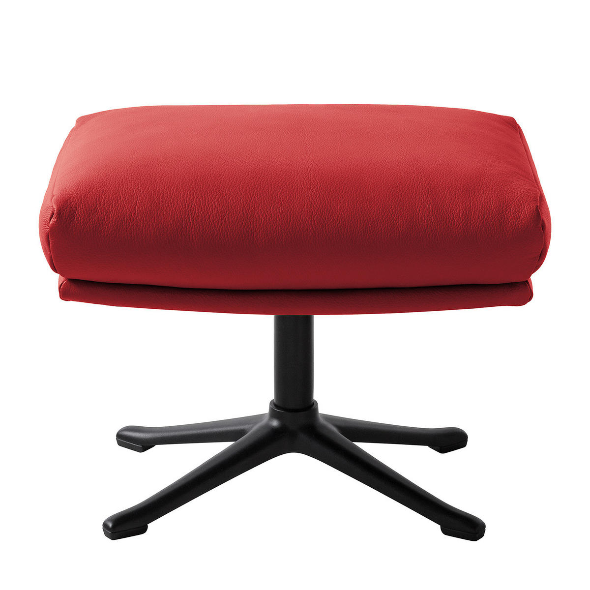 POLSTERHOCKER mit Kreuzfuß - Chromfarben/Rot, Leder/Metall (51/37/41cm) - home24