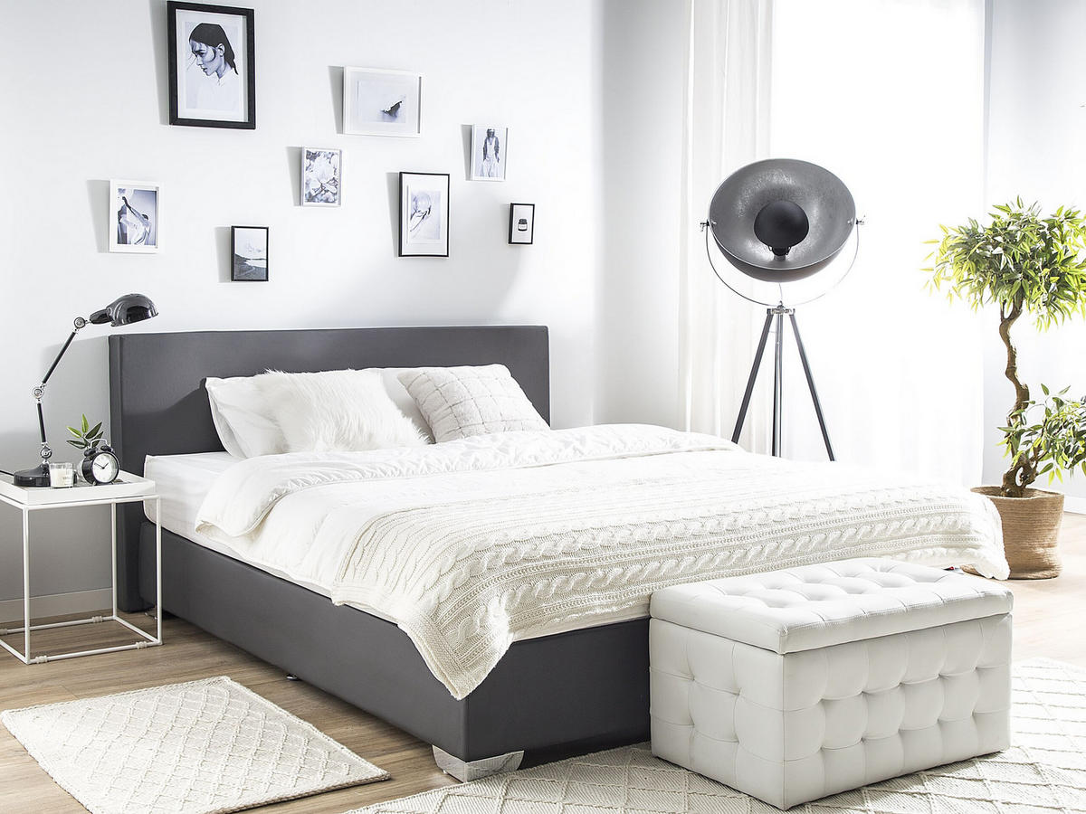 BOXSPRINGBETT 180/200cm Dunkelgrau President - Dunkelgrau, Textil (180/200cm) - Beliani