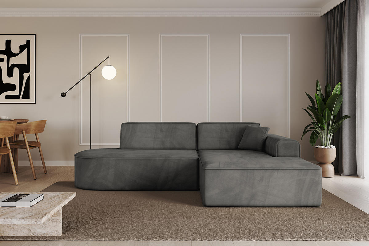 ECKSOFA Ottomane Rechts IREA-L1-v3 - 232x165x77 cm Ecru - Anthrazit, Holzwerkstoff/Textil (232/165cm) - ALTDECOR