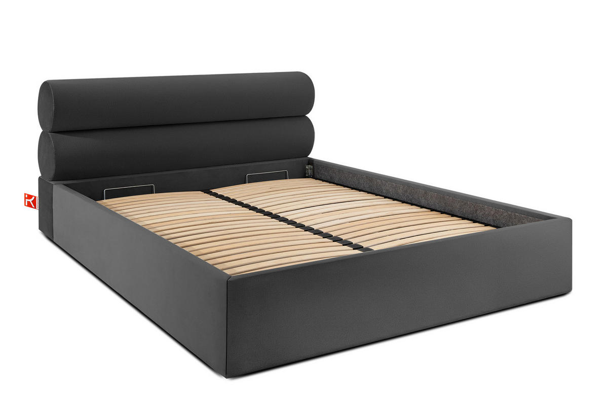 POLSTERBETT LUNEO - Anthrazit/Schwarz, Holz/Holzwerkstoff (182/204cm) - KONSIMO®