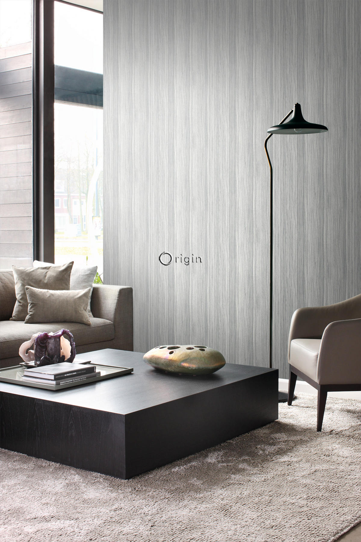 TAPETE Streifenmuster 53 cm x 10.05 m - Grau, Papier (53/1000cm) - Origin Wallcoverings