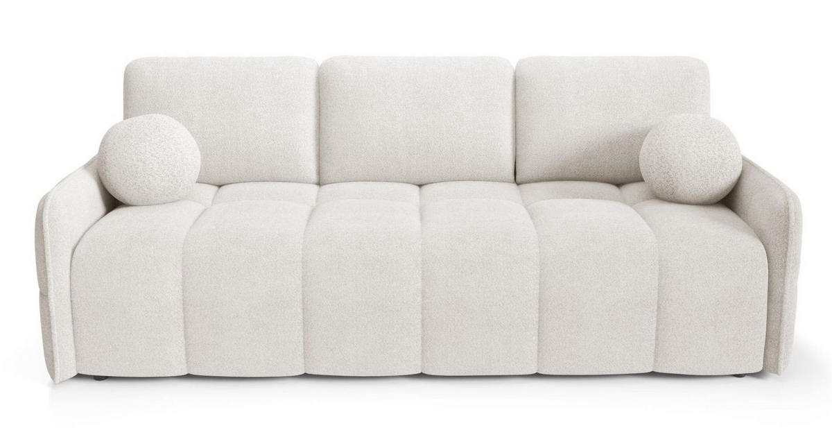 SCHLAFSOFA EMILI, Sofa mit Schlaffunktion und Bettkasten, Farbe: Weiß, Bouclé-Stoff - Weiß, Textil (212/95/90cm) - Sepro Meble