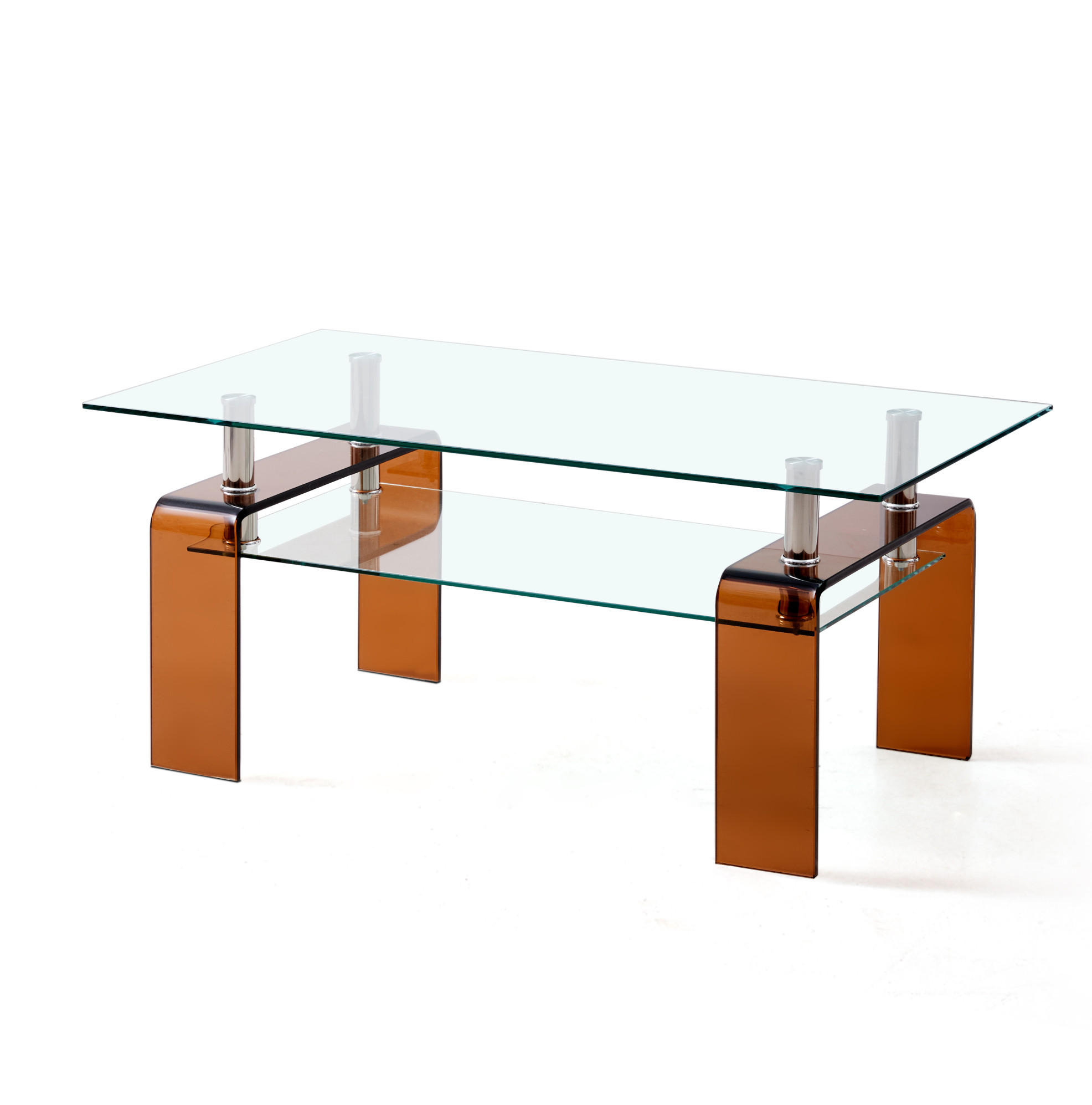 COUCHTISCH 2-stufig 100 x 55 x 45 cm Glas Metall Braun - Klar, Metall (100/55/45cm) - Meubliv