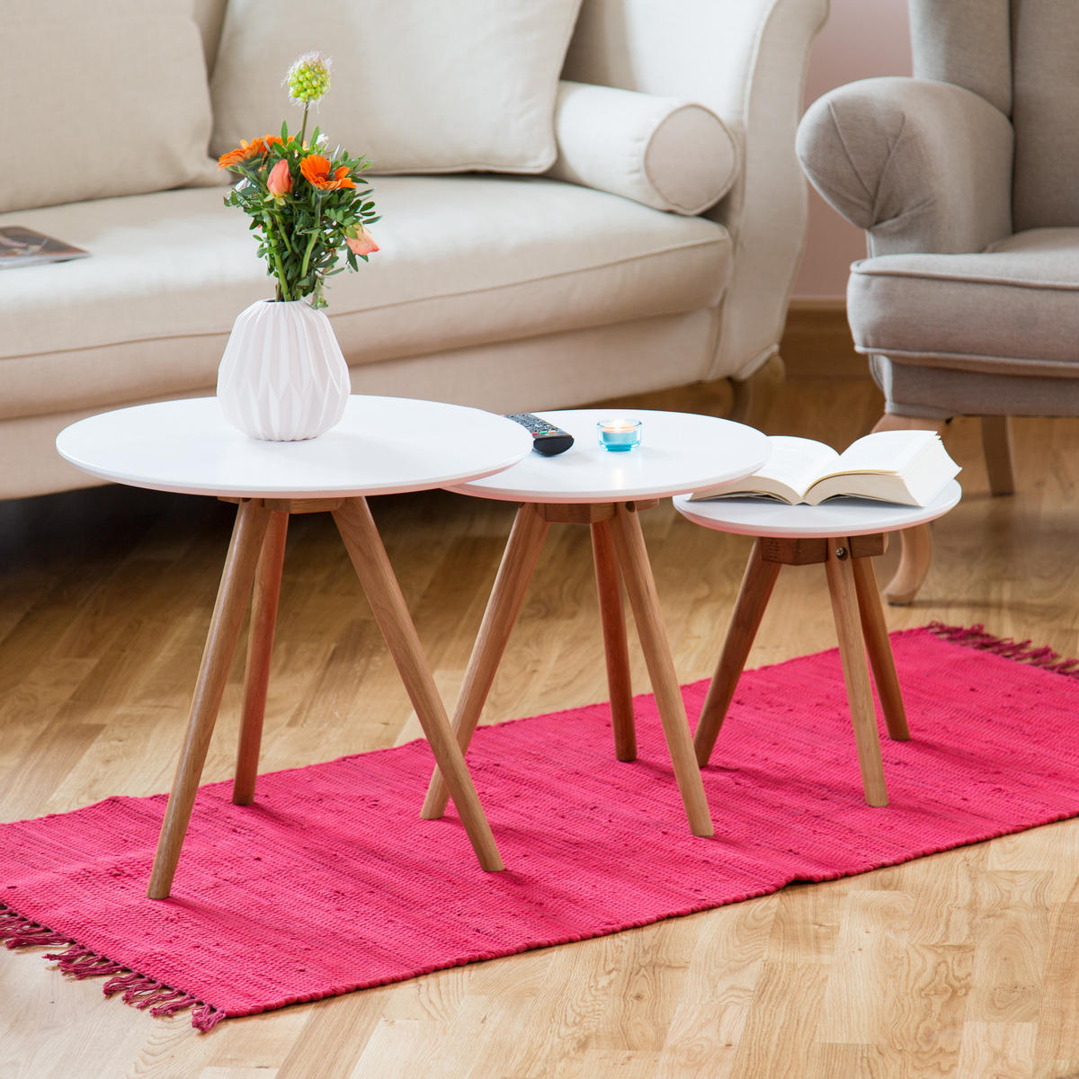 3XBEISTELLTISCH - Multicolor, Holz/Holzwerkstoff (50/50/46cm) - Relaxdays