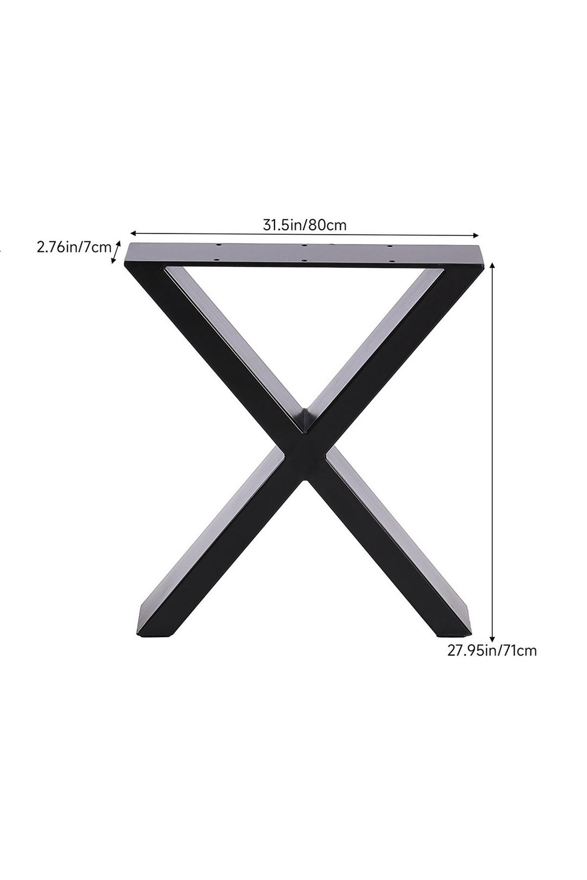 TISCHBEINE 2-tlg Set X-förmige aus Eisen in Schwarz 71-cm hohe 50 x 7 x 71 cm - Schwarz, Metall (50/71/7cm) - Livingandhome