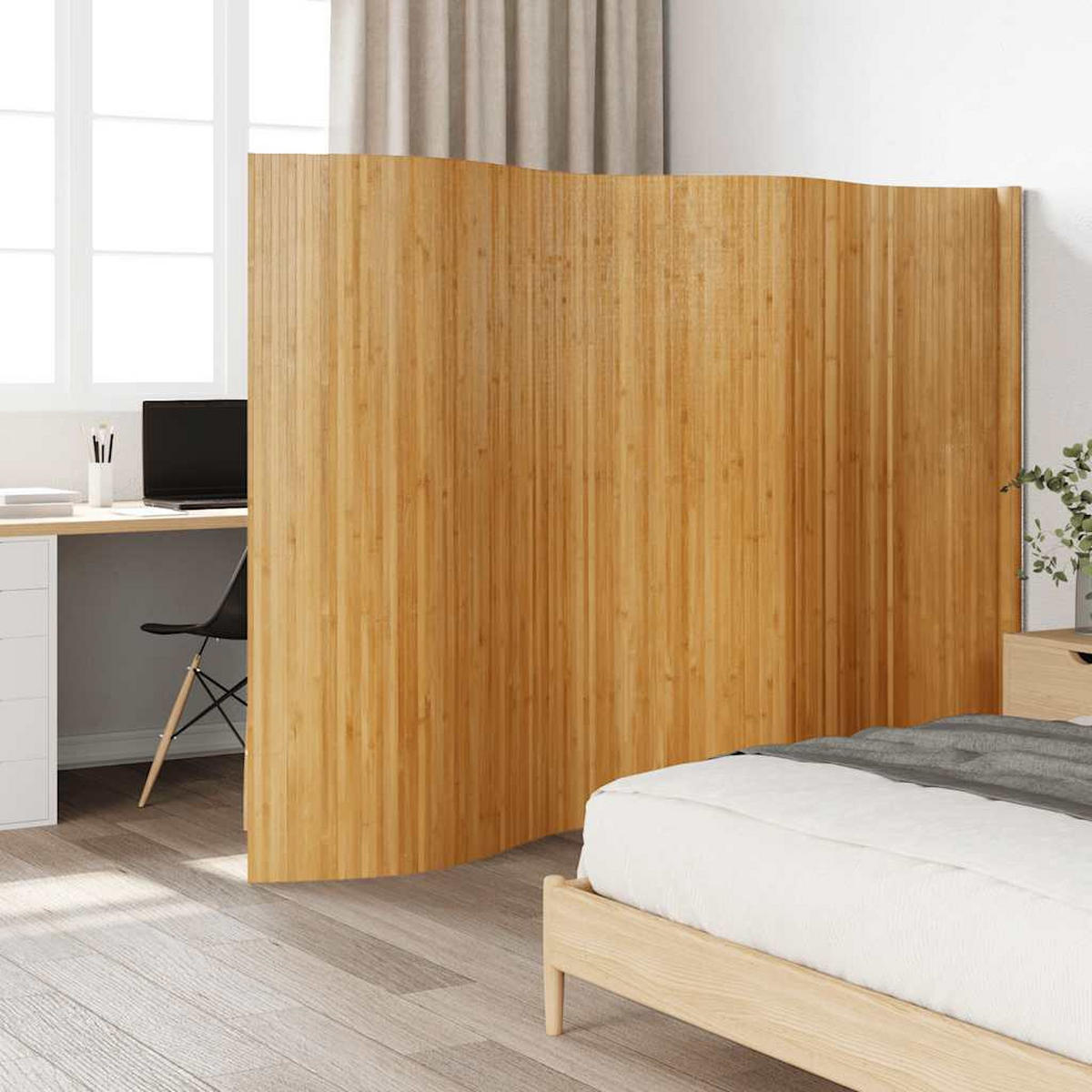 PARAVENT Natur Breite 400 Cm Höhe 165 Cm Bambus - Braun, Holz (0.2/165/400cm) - vidaXL
