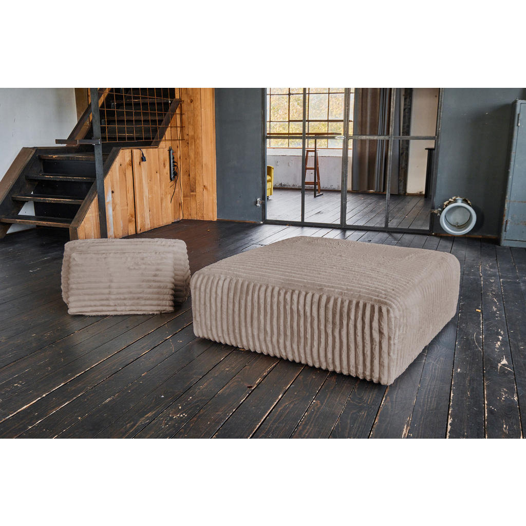 Thumbnail - Kawola Hocker, Taupe, Textil, Echtholz, Füllung: Schaumstoff, Quadratisch, rund, 111x84x111 cm, Wohnzimmer, Hocker, Sitz...