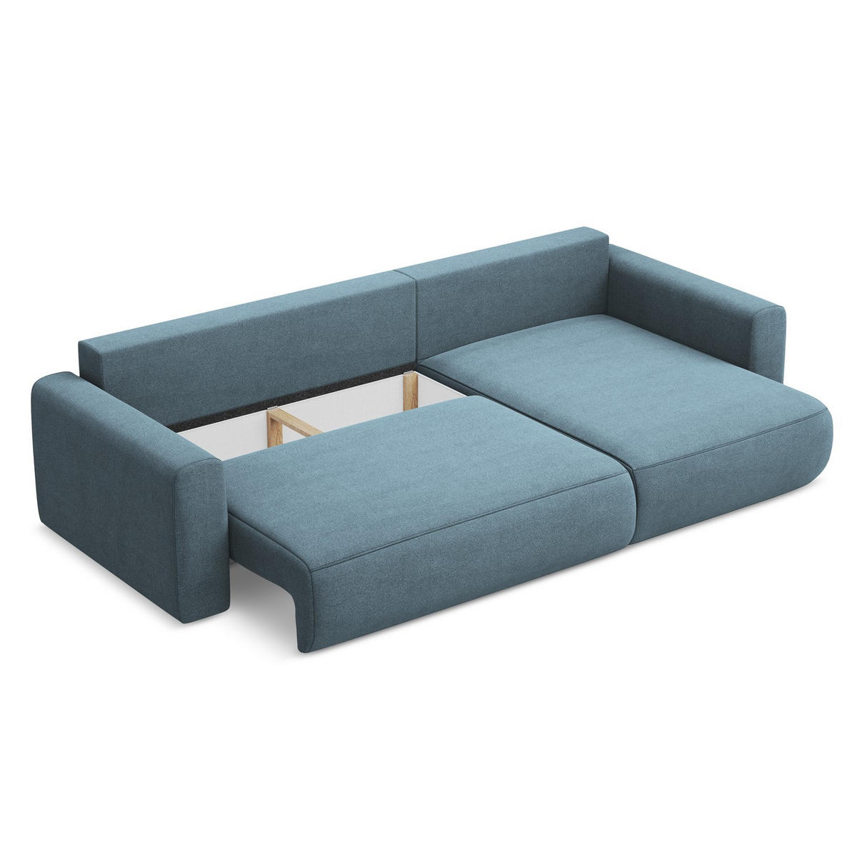 ECKSOFA mit Schlaffunktion Strukturstoff Stoff Blau - Blau/Schwarz, Kunststoff/Textil (278/149cm) - LaMiaSofa
