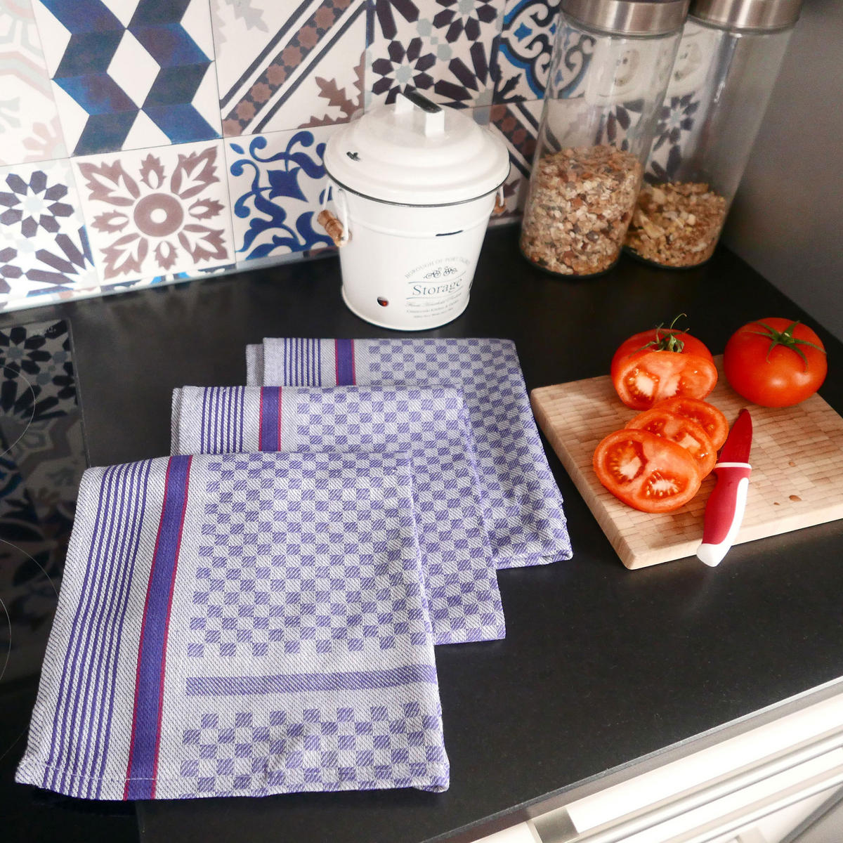 GESCHIRRTÜCHER, 10er-Set, 50x100 cm, 100% Baumwolle, Blau - Blau, Textil (50/100cm) - Zollner