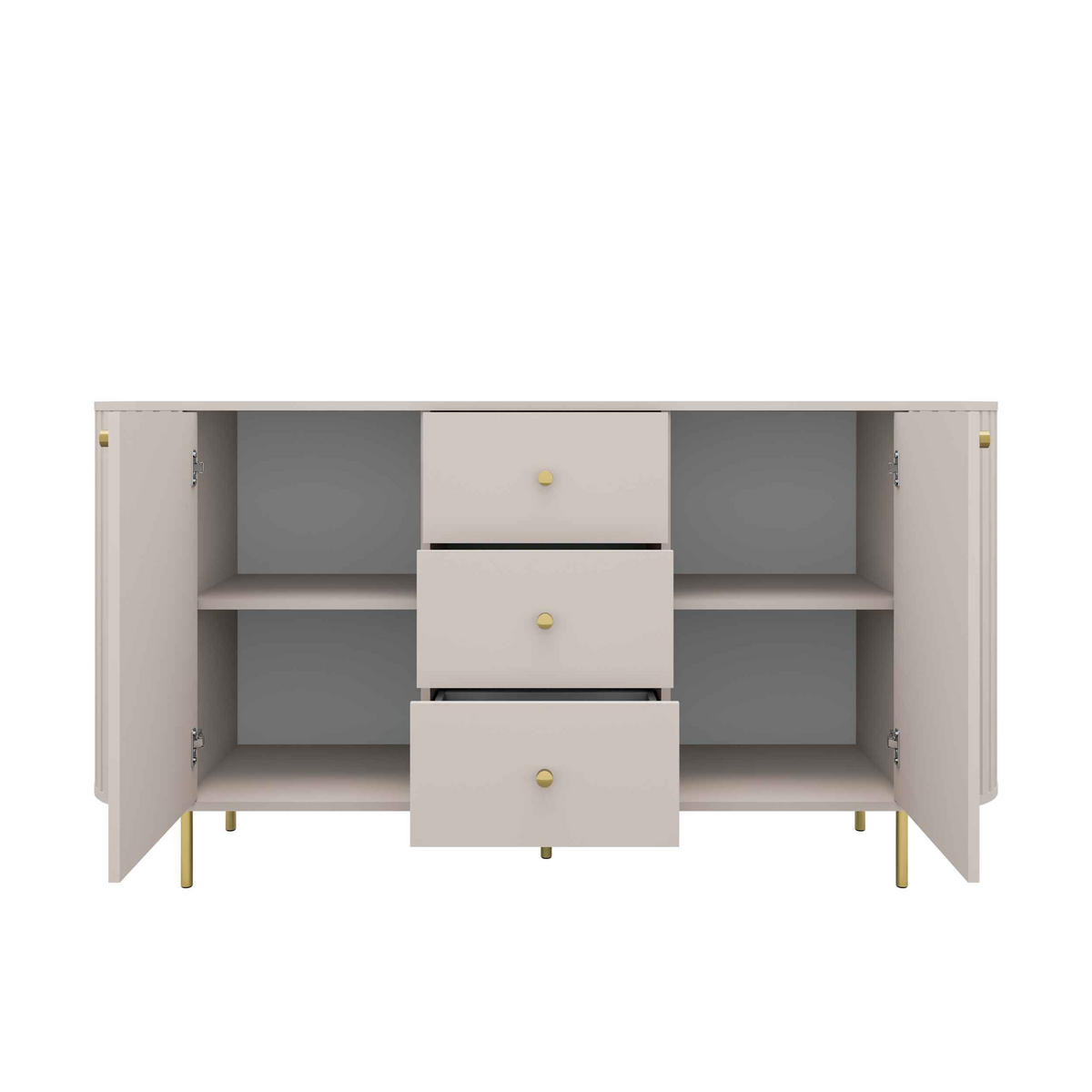KOMMODE BOLLA 164,4/85,4/42,3cm mit 3 Schubladen 2 Türen Beige - Beige, Holzwerkstoff (164.4/85.4/42.3cm) - MASSENO