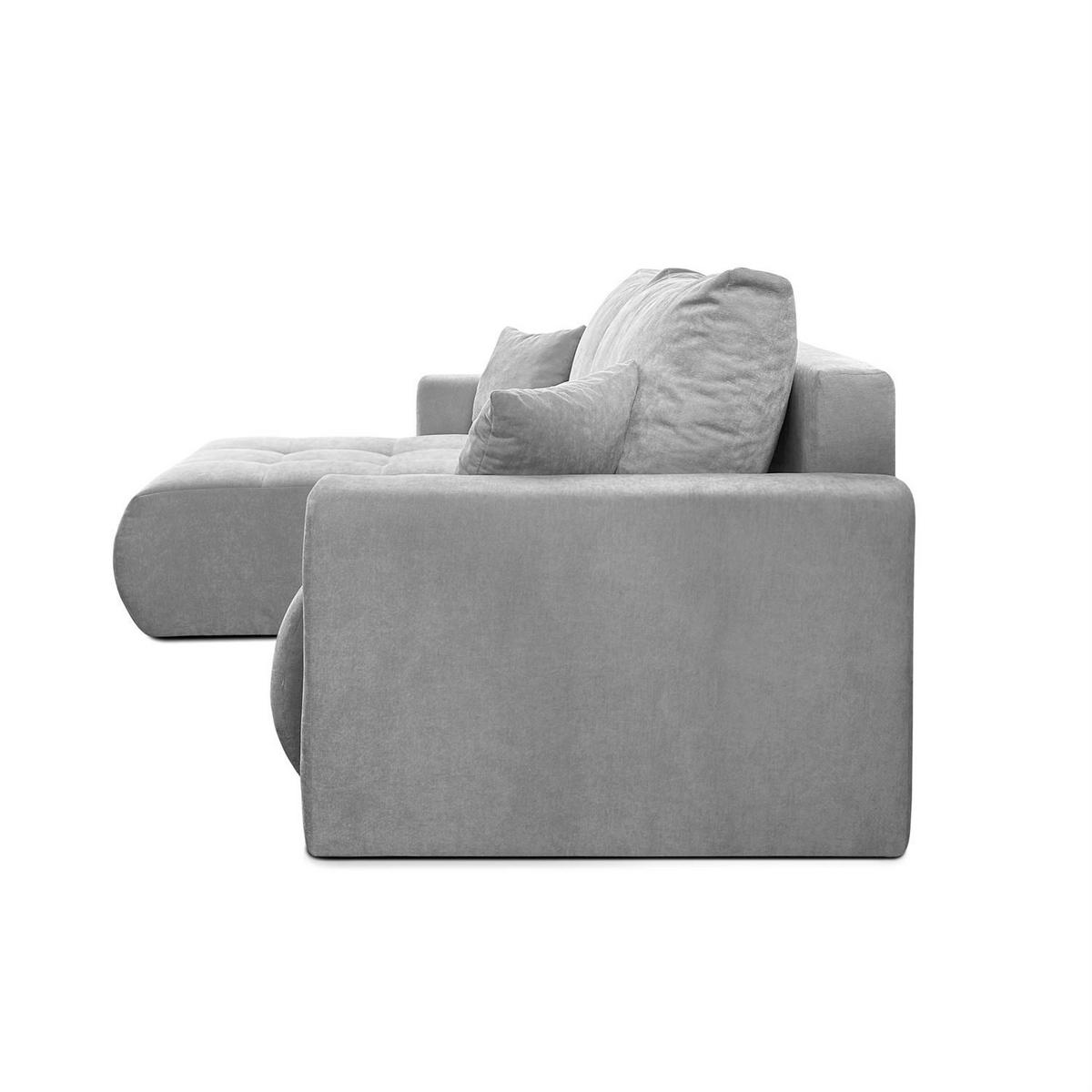 ECKSOFA Gepolstertes CLOUD mit Schlaffunktion und Bettkasten, Wind 84 - Grau, Textil (277/143cm) - Lookway