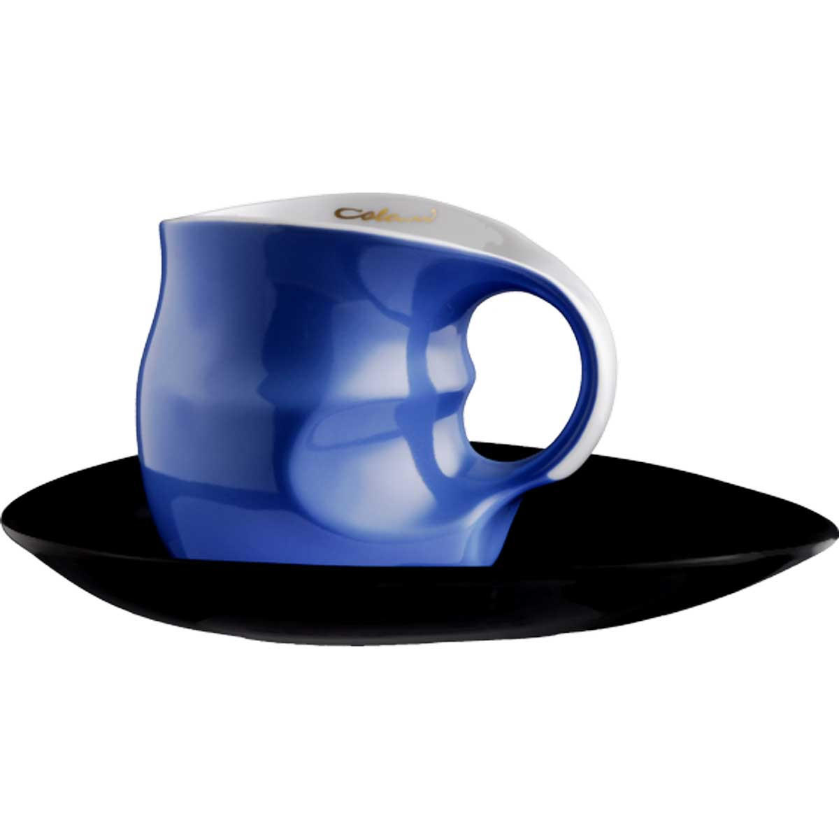KAFFEE/CAPPUCCINO-TASSE mit Untertasse color blue 2 tlg. - Blau/Multicolor, Keramik (0.28L) - Luigi Colani Porzellan