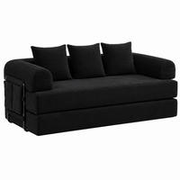SOFA modular 200 x 94 cm Corduroy Schwarz mit 3 Kissen - Schwarz, Kunststoff (94/67/200cm) - Meubliv