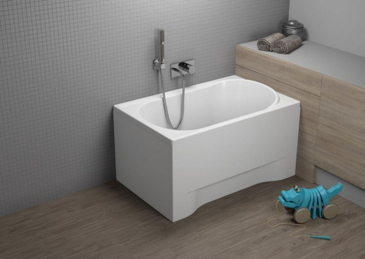 BADEWANNE Rechteck MINI 110/70 Ablauf & Füße - Weiß, Kunststoff (70/54.5/110cm) - bad land