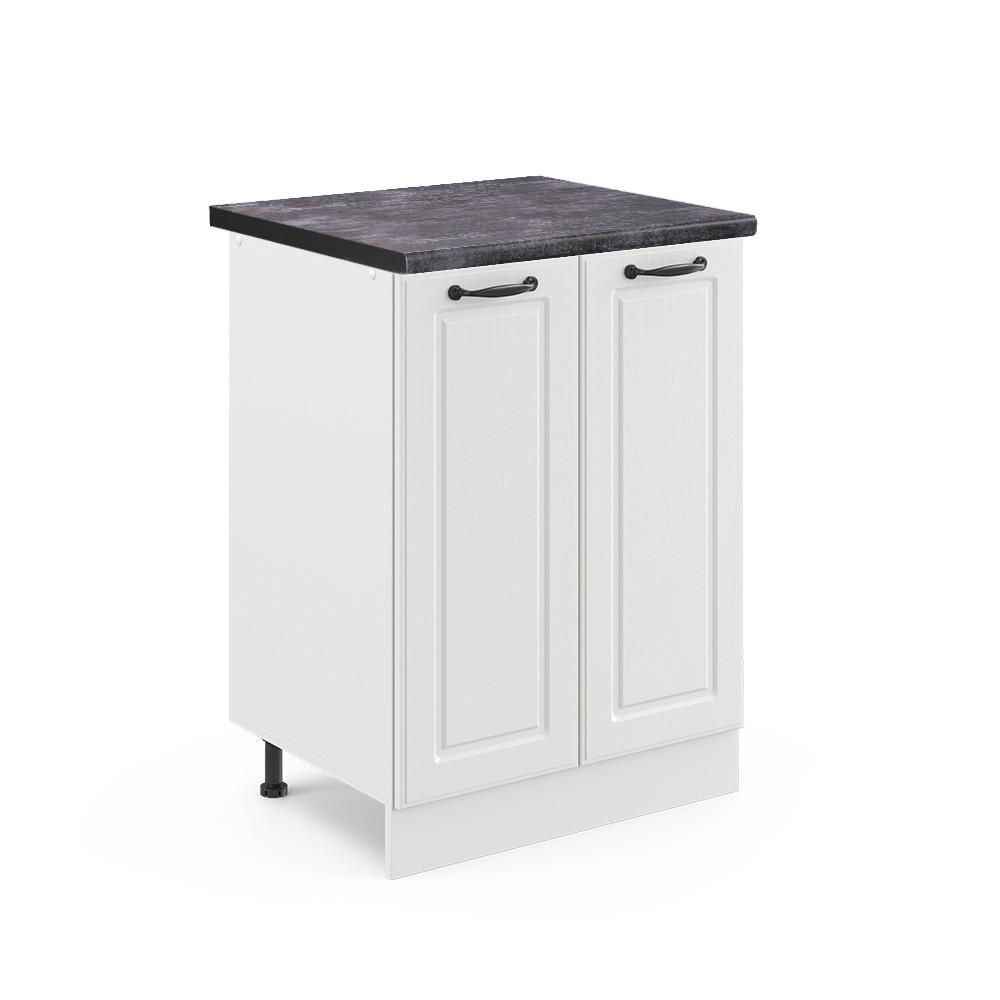 KÜCHENUNTERSCHRANK R-Line Weiß Landhaus 60 cm, AP Anthrazit - Creme/Weiß, Holzwerkstoff (60/81.6/60cm) - Vicco