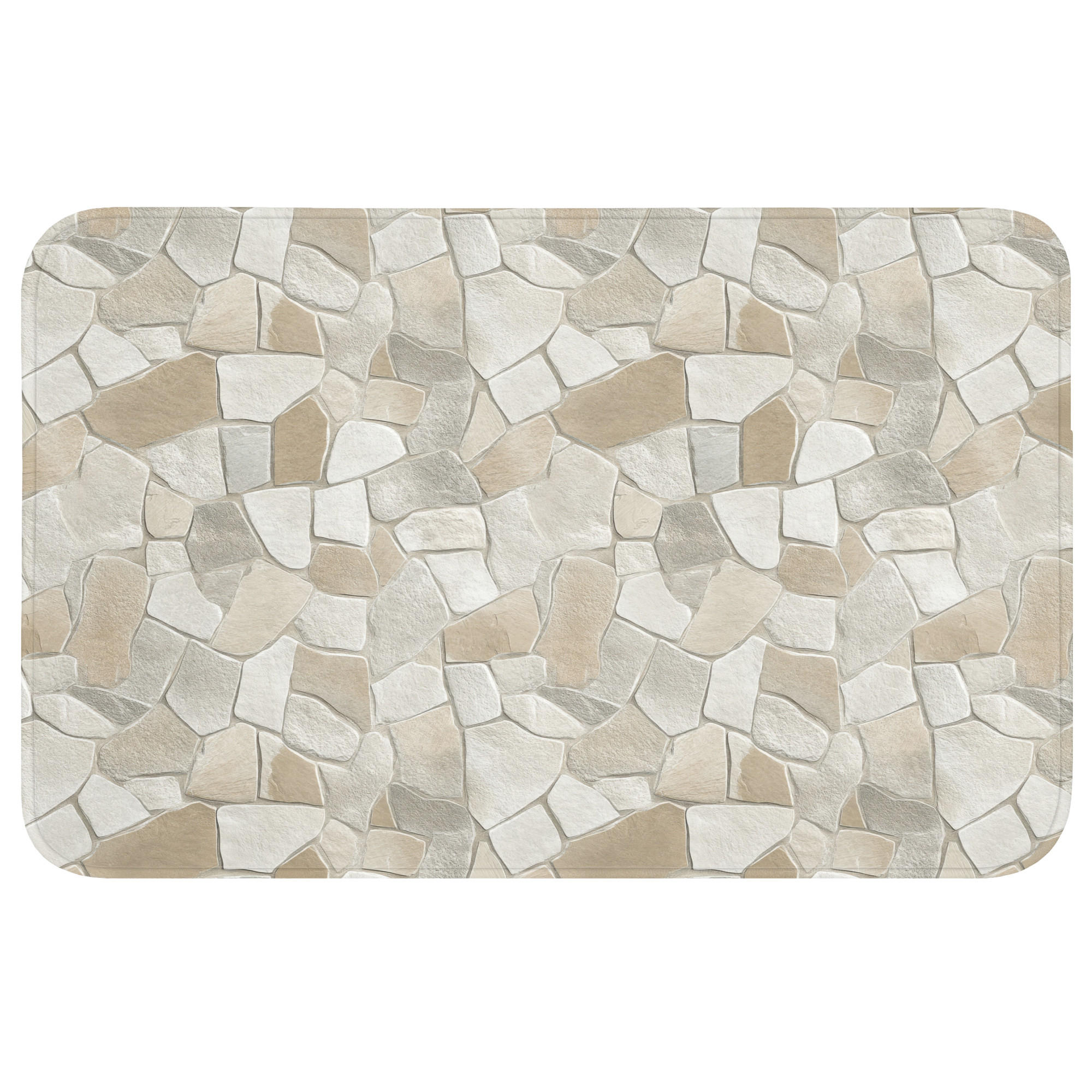 TEPIH ZA KUPAONICU Kamenje 80x50 cm - bež/krem, tekstil/plastika (80/50cm) - OnlyWow