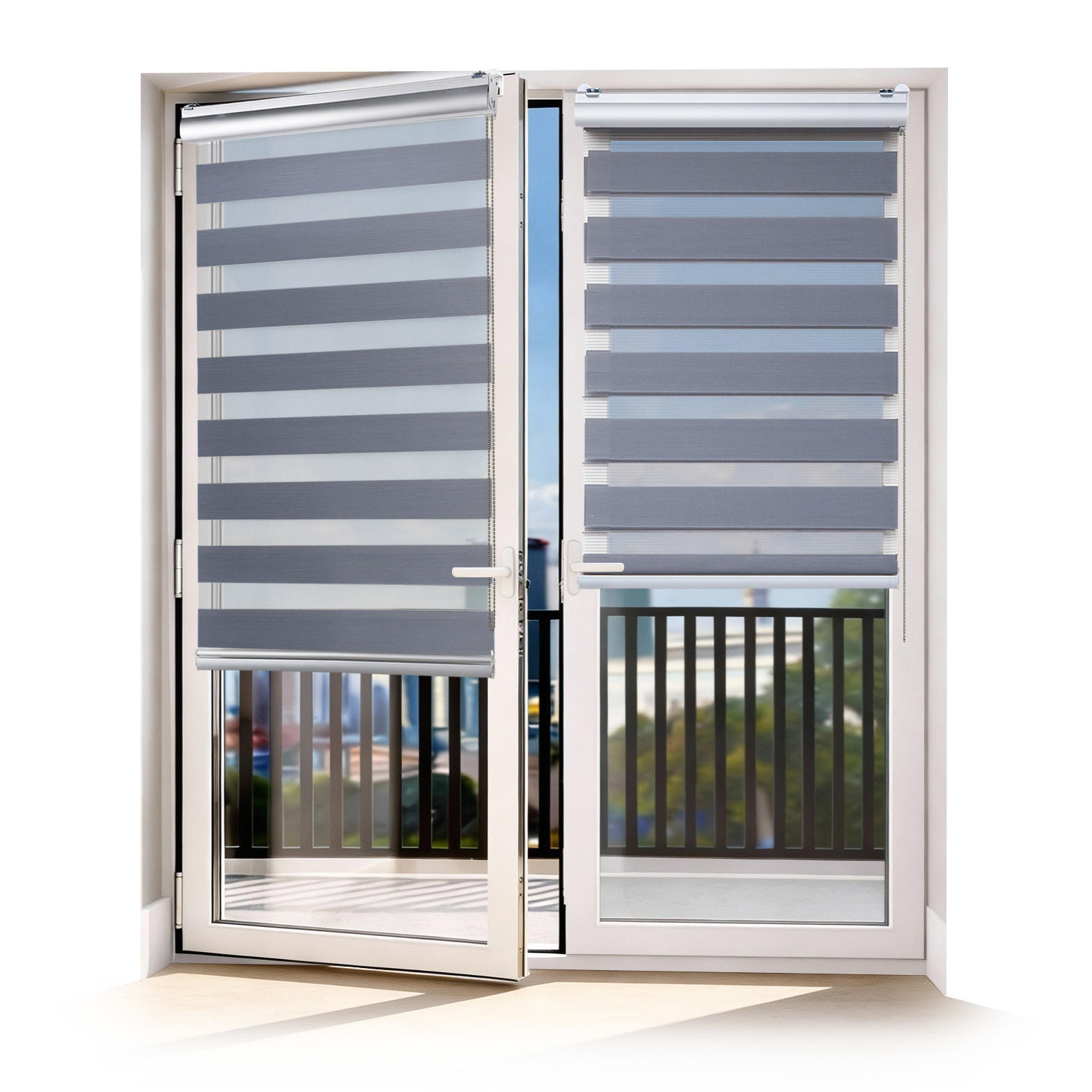 Storesdeco Doppelrollo Grau 80x250x1 cm