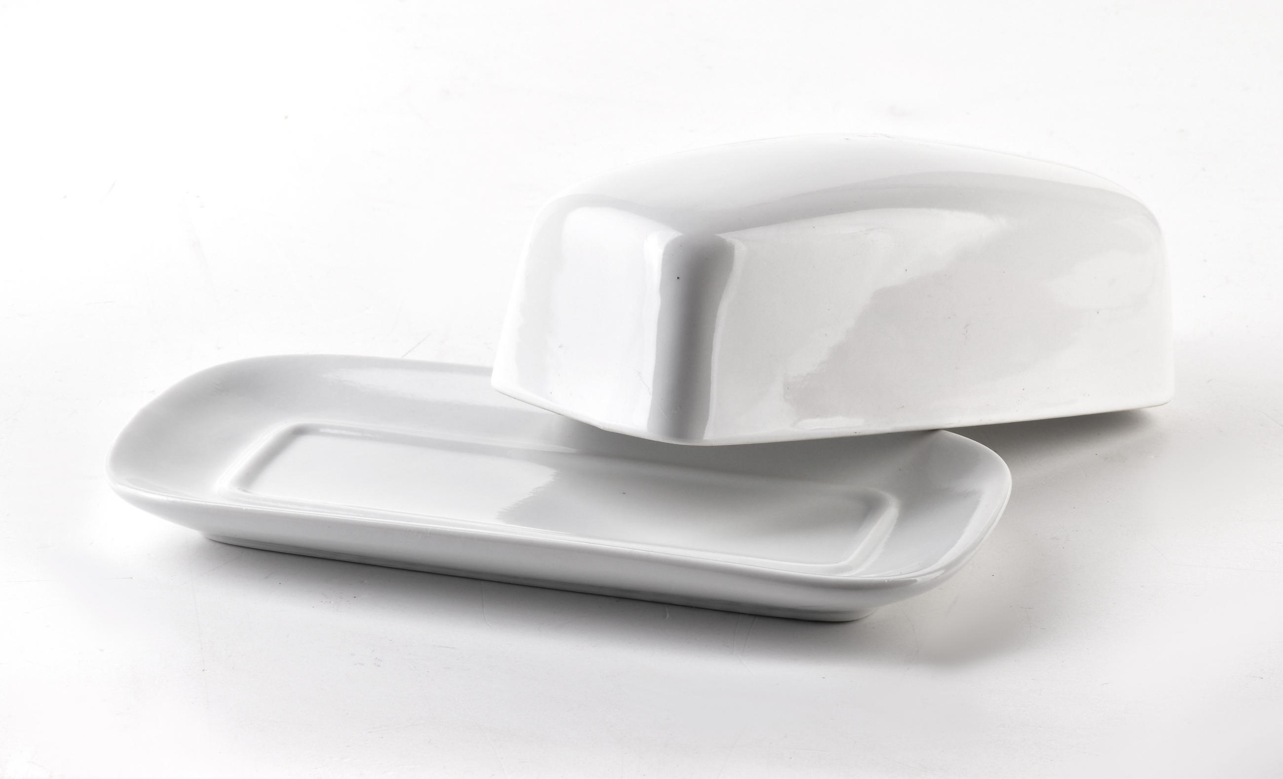BUTTERDOSE Basic Weiß 17/15.5/14 cm Keramik - Weiß, Keramik (15.5/14/17cm) - Mondex