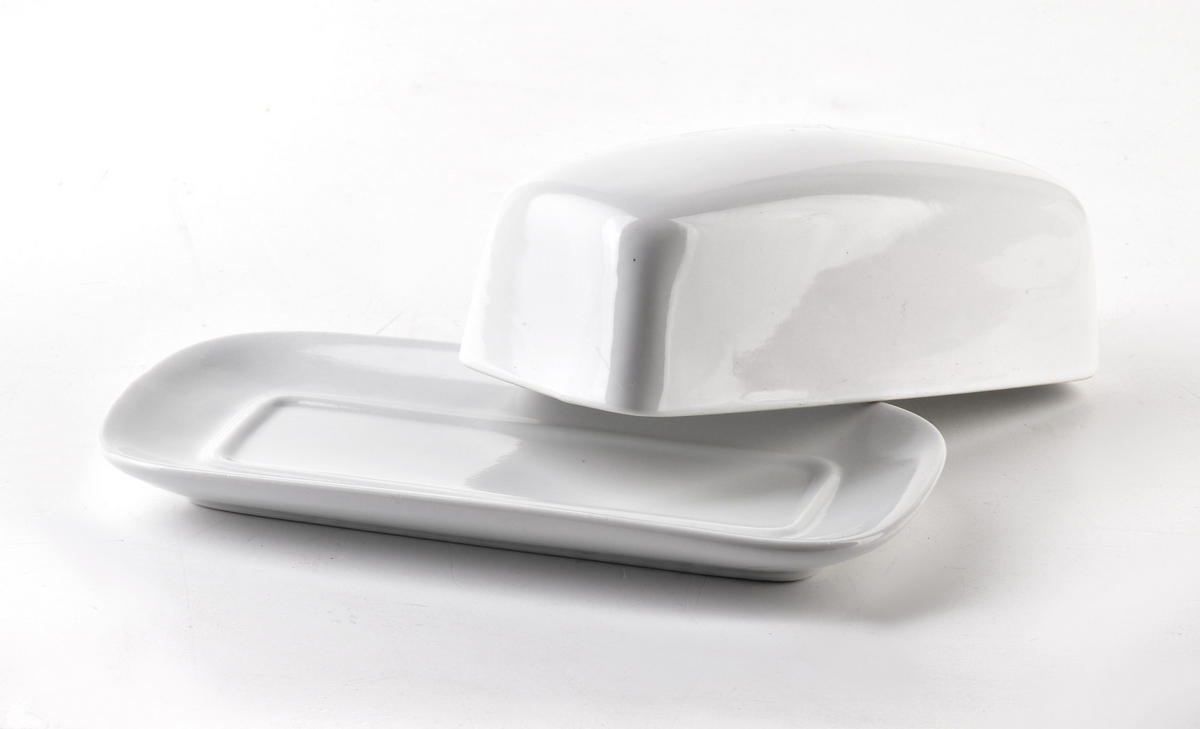 BUTTERDOSE Basic Weiß 17/15.5/14 cm Keramik - Weiß, Keramik (15.5/14/17cm) - Mondex