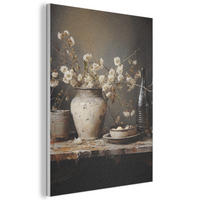 AKUSTIČNA SLIKA Stilleben - Blommor - Bukett - Vas - Vin 60x80 cm - črna, umetna masa (60/80/0.9cm) - MuchoWow
