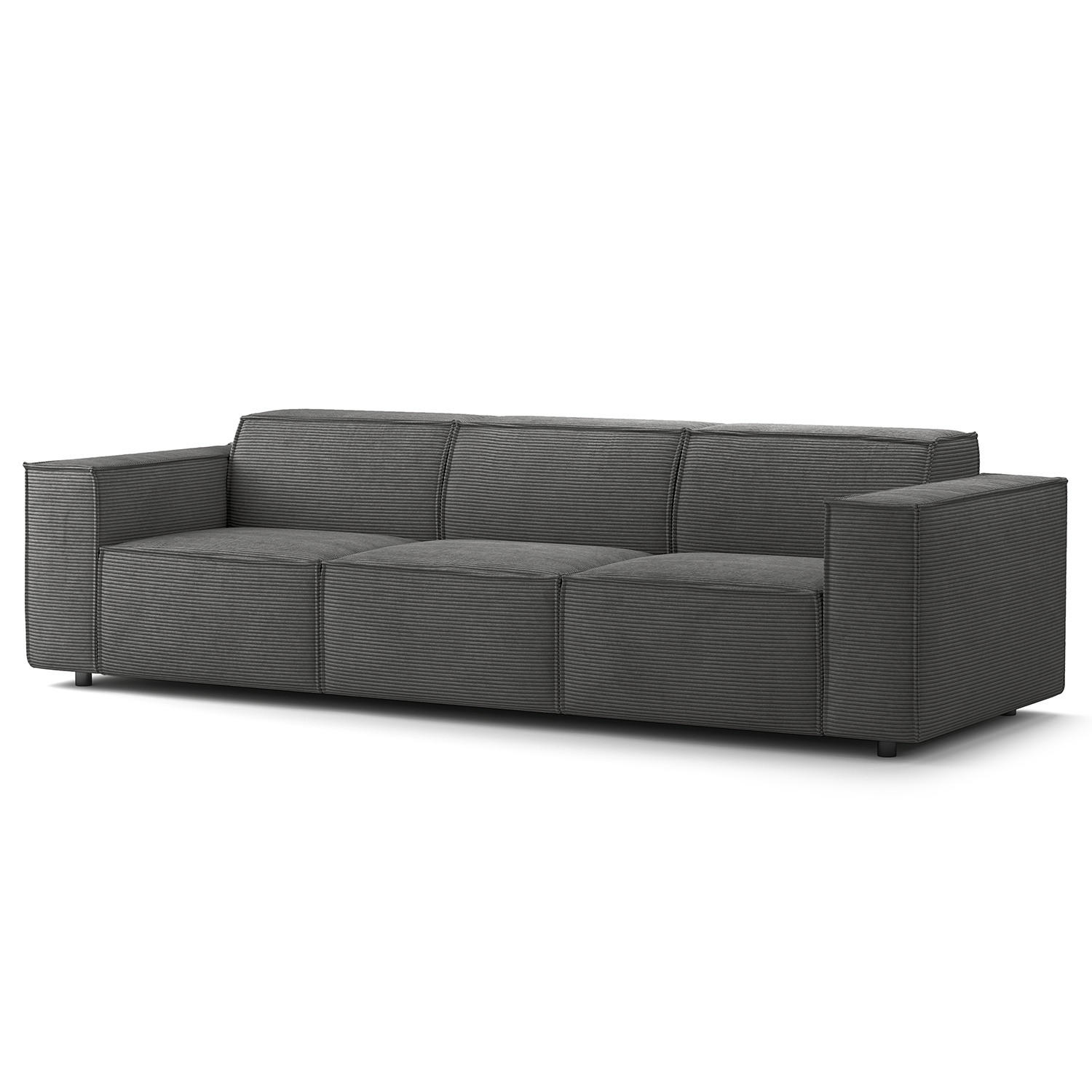 3-SITZER SOFA - Anthrazit/Schwarz, Kunststoff/Textil (260/70/96cm) - home24
