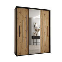 SCHWEBETÜRENSCHRANK 235,2/200/60 3-türig - Schwarz/Eiche Artisan, Holz/Metall (200/235/60cm) - Abiks Möbel