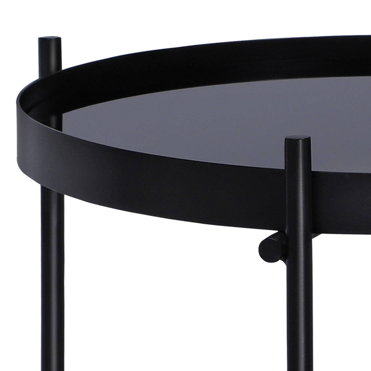 BEISTELLTISCH Ø43x45 cm rund in Schwarz mit Metallgestell und Glasplatte - Schwarz, Metall (45/43/45cm) - WOMO-DESIGN