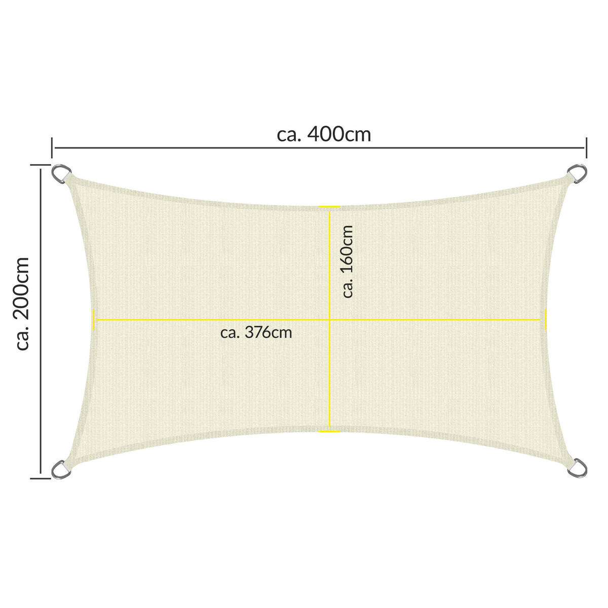 SONNENSEGEL SolVision HS9 200/400 cm rechteckig Creme HDPE - Creme, Kunststoff (400/200cm) - Sol Royal