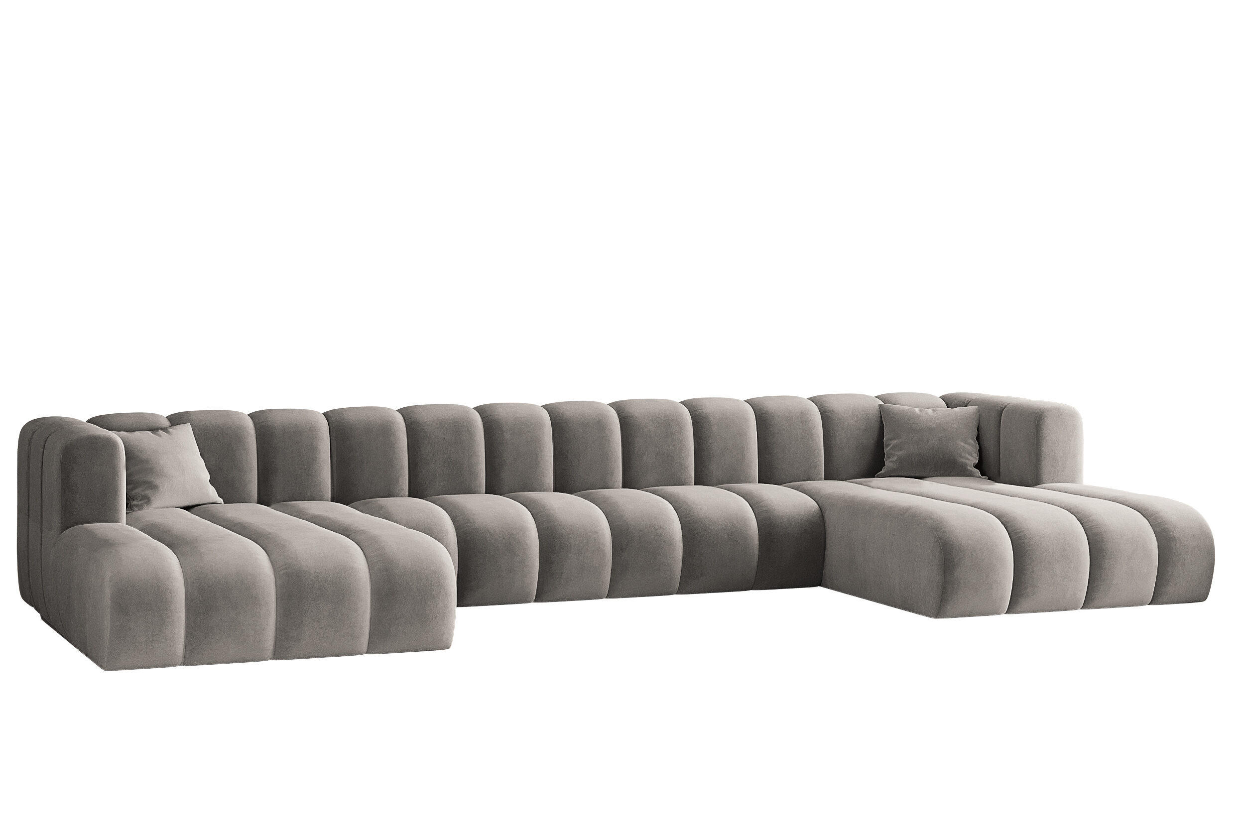 ECKSOFA, U-from, Sofa Grand U XL modular stoff Salvador Grau - Grau, Holz (179/408cm) - Kaiser Möbel