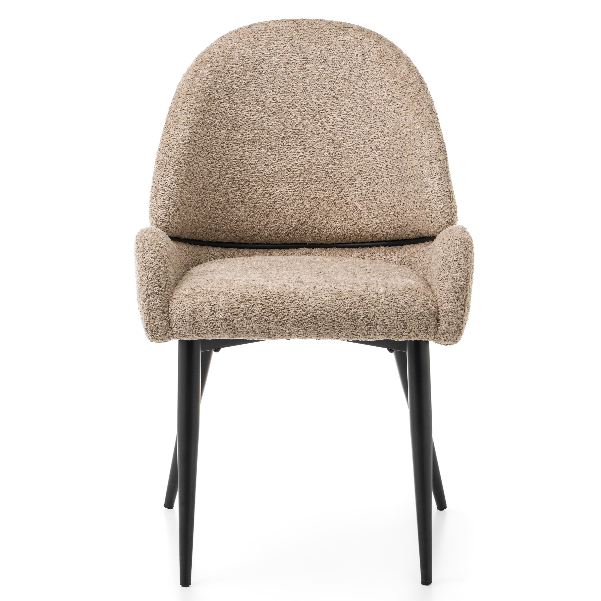 STUHL BERGAMO gepolsterter mit Steppung - dunkelbeige - Boucle - Beige/Schwarz, Textil/Metall (56/91/61cm) - NEW HOME